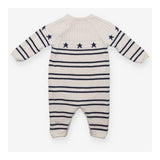Romper Knit White Blue Stripes and Stars