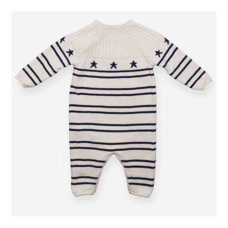 Romper Knit White Blue Stripes and Stars