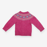 Pink knit cardigan Dino fairisle