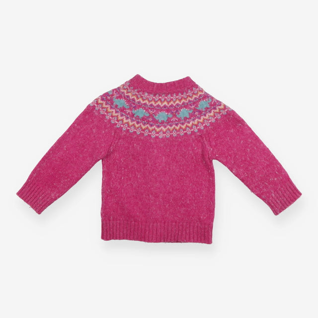 Pink knit cardigan Dino fairisle