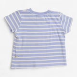 T-Shirt Short Sleeve Blue and White Striped with B