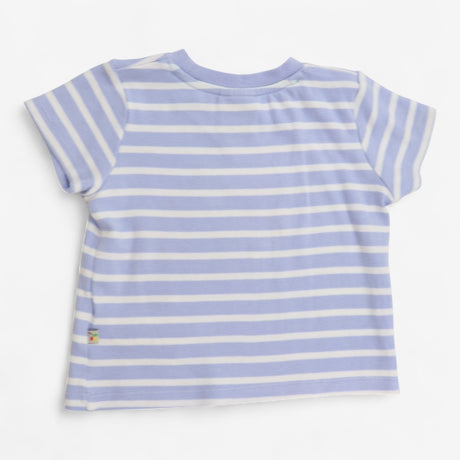 T-Shirt Short Sleeve Blue and White Striped with B