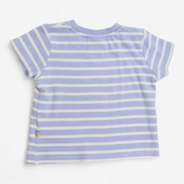 T-Shirt Short Sleeve Blue and White Striped with B
