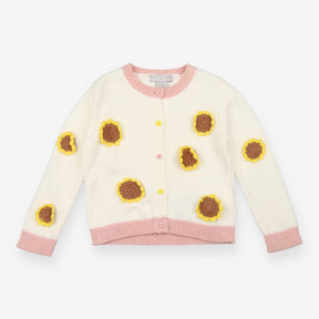 Cardigan Cream and Pink Sunflowers