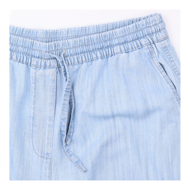 Wide Leg Petite Trousers in Light Blue Denim Look