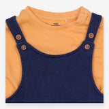 Blue Dungarees and Orange T-shirt Outfit 