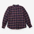 Shirt Navy Rose Plaid Puff Sleeve Rayon Cotton