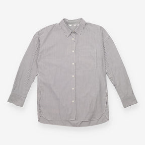 Shirt Navy White Stripe Long Sleeve Relaxed Fit