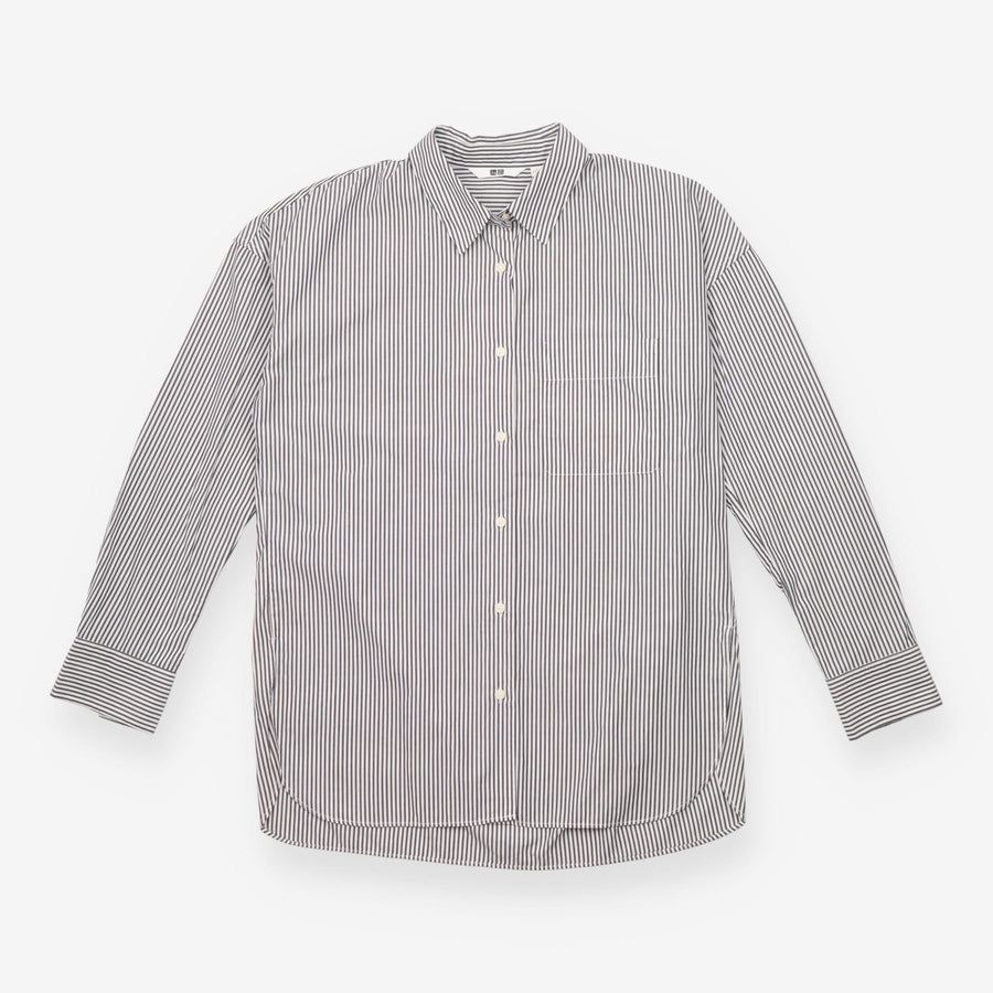 Shirt Navy White Stripe Long Sleeve Relaxed Fit
