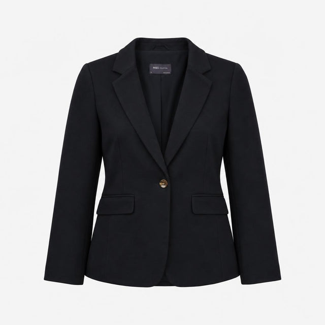 Dark Navy Blue Waffle Textured Cotton Blend Single