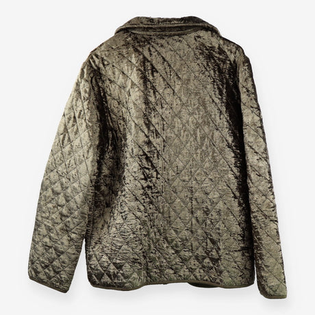 Crushed Velvet Quilted Jacket Bronze Brown