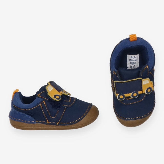 Pram Shoes Blue Velcro Lorry
