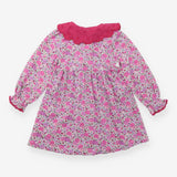Purple Floral Dress with Pink Frill Collar