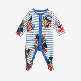 Blue stripe and flowers sleepsuit