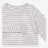 Long Sleeve Top Grey White Stripe Organic Cotton