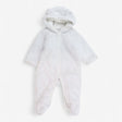 Pramsuit white fluffy with bear ears