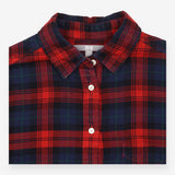 Cotton Flannel Shirt Red Navy Check Long Sleeve