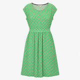 Dress Green White Leaf Print Short Sleeve Midi