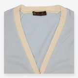 Loro Piana Baby Blue Cashmere Cardigan Cream Trim 