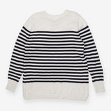 White and navy striped knit sweater dress maternit