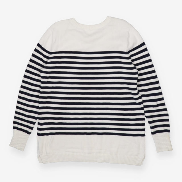 White and navy striped knit sweater dress maternit