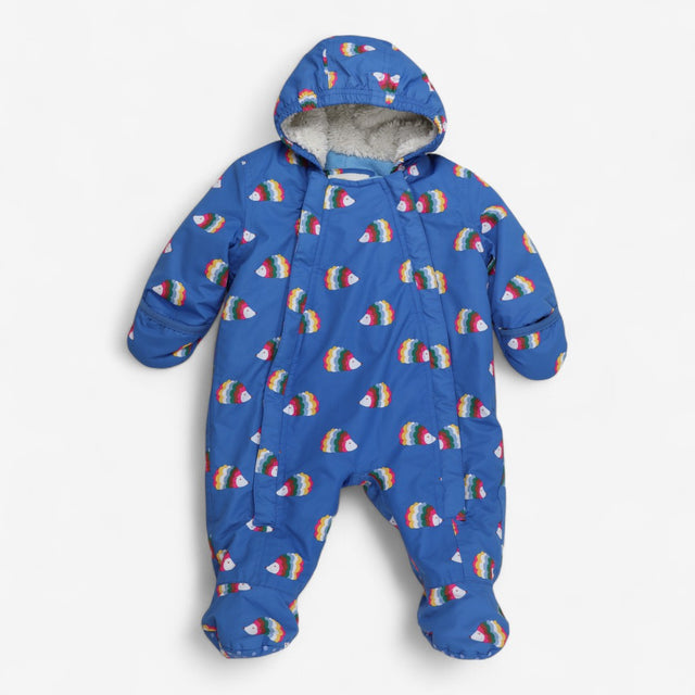 Pramsuit Blue with rainbow hedgehogs