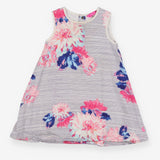 White Striped Floral Dress