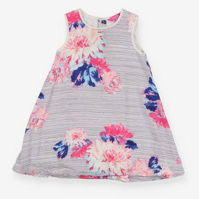 White Striped Floral Dress