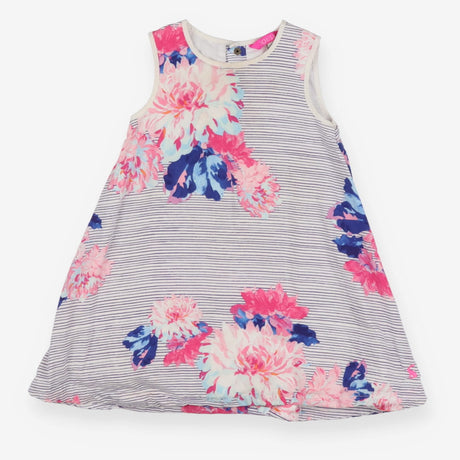 White Striped Floral Dress