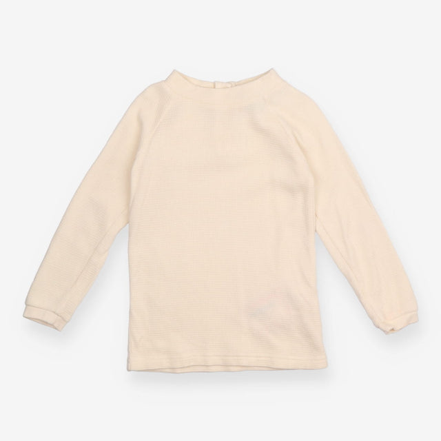 Tee LS cream high neck waffle