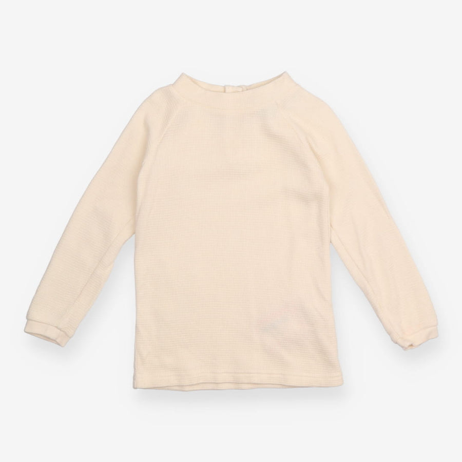 Tee LS cream high neck waffle