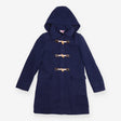 Coat duffle navy satin lining wood toggles