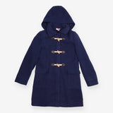 Coat duffle navy satin lining wood toggles