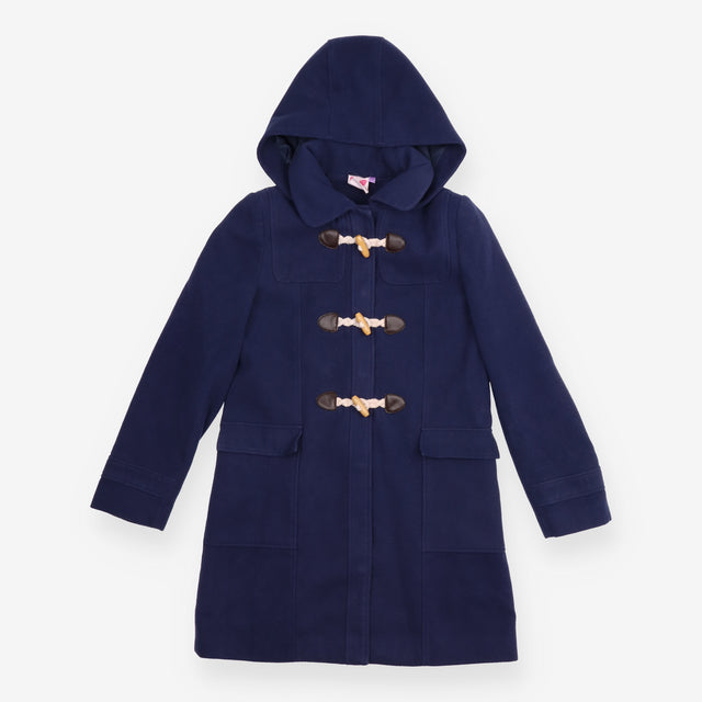 Coat duffle navy satin lining wood toggles