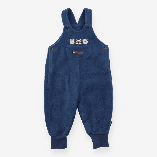 Fleece Dungaree Blue With Embroidered Animals 