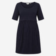 Dark Navy Viscose Stretch Ribbed Scoop Neck Double