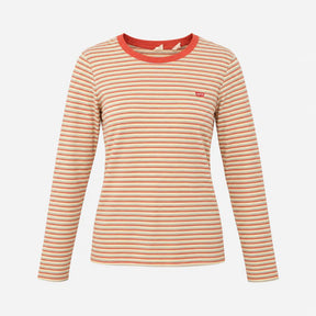 Top Multi Stripe Cotton Long Sleeve Crew Neck
