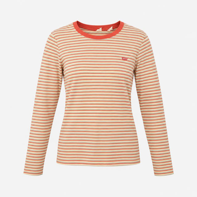 Top Multi Stripe Cotton Long Sleeve Crew Neck