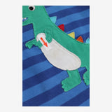 T-Shirt Long Sleeve Blue Stripe with Applique Dino