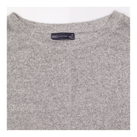 Top Soft Knit Grey Marl Crew Neck Short Sleeve Loo