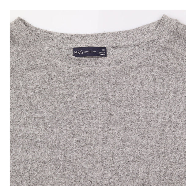 Top Soft Knit Grey Marl Crew Neck Short Sleeve Loo