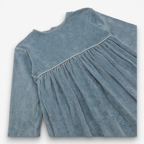 Blue velour long sleeve dress