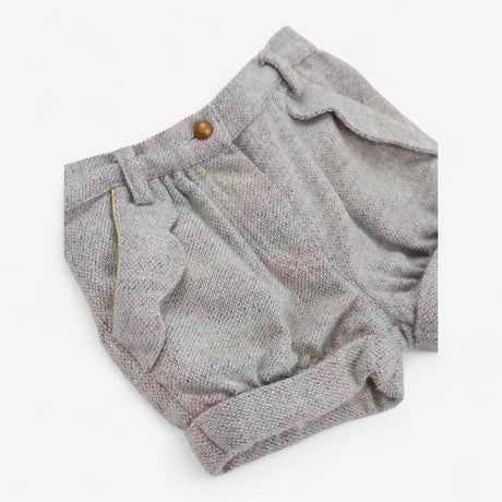 Tweed Grey & Pink Fleck Shorts with Gold Trim