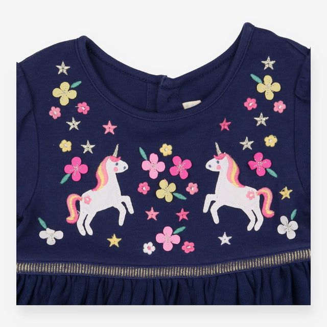 Navy dress tulle skirt unicorns and flowers