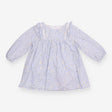 Dress LS blue floral frill lace shoulder