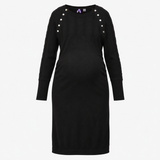 Black Cotton Textured Knit Maternity Dress