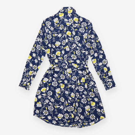 Shirt Dress Navy Floral Print Long Sleeve Belted
