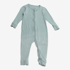Sleepsuit Zipped Green Ribbed