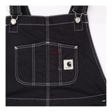 Dungaree Dress Black Contrast Stitch Utility Mid