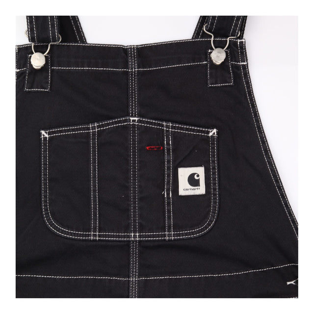 Dungaree Dress Black Contrast Stitch Utility Mid